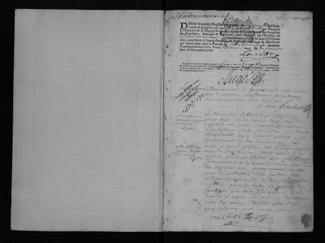 Collection communale. Baptêmes, mariages, sépultures, 1707-1713