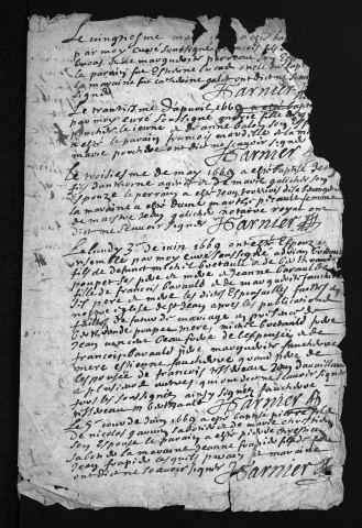 Baptêmes, mariages, sépultures, 1669