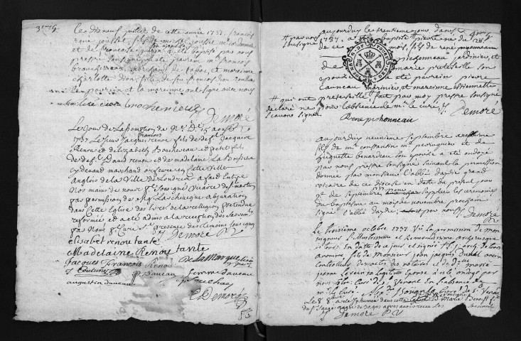 Baptêmes, mariages, sépultures, 1737 - Les années 1729-1736 sont lacunaires dans la collection du greffe