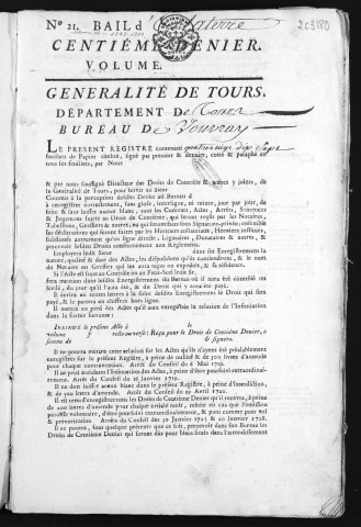 Centième denier et insinuations suivant le tarif (6 mai 1769-30 novembre 1770)