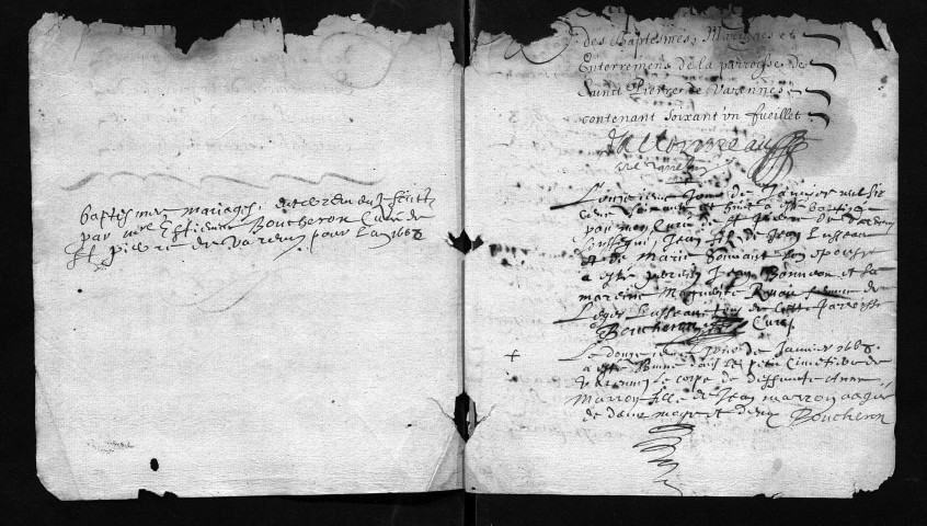 Collection communale. Baptêmes, mariages, sépultures, 1668-1674 - Lacunes : années 1676 à 1680 et 1682