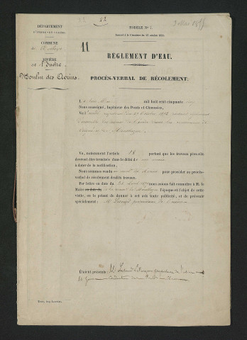 Procès-verbal de récolement (3 mai 1855)