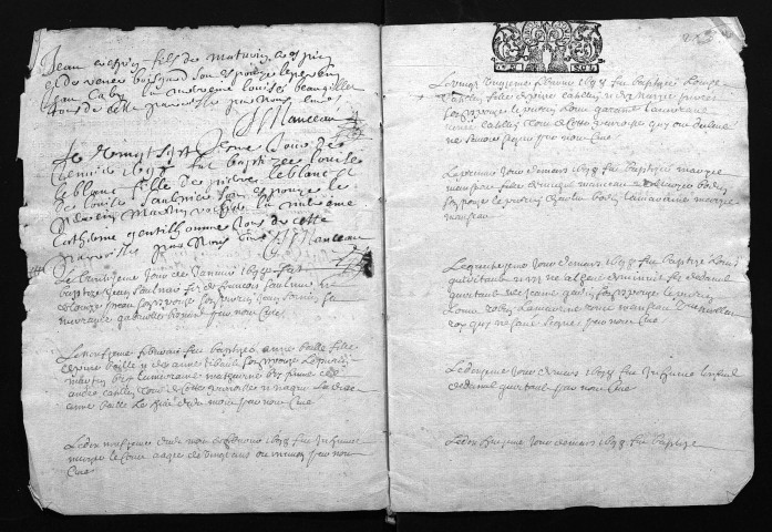 Collection du greffe. Baptêmes, mariages, sépultures, 1698 - Les années 1693-1697 sont lacunaires dans cette collection