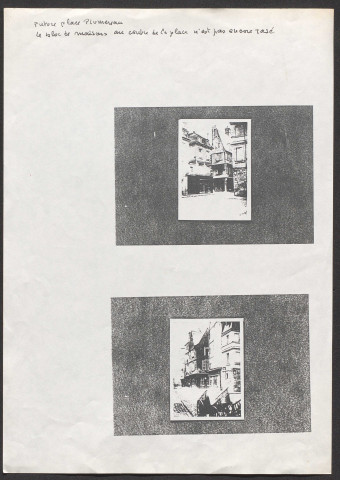 Future place Plumereau, le bloc de maisons au centre de la place n'est pas encore rasé.