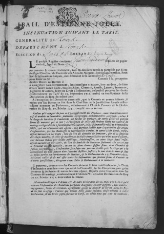 Centième denier et insinuations suivant le tarif (14 avril 1749-6 février 1753)