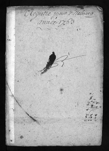 Collection du greffe. Baptêmes, mariages, sépultures, 1763