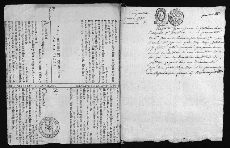 Naissances, 1793-an II