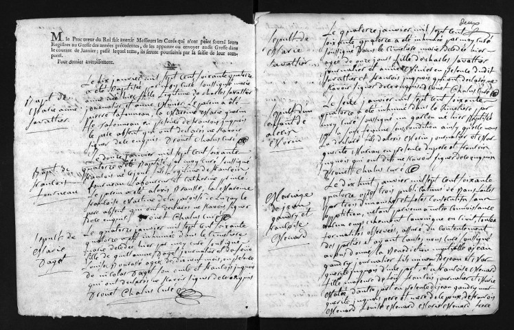 Baptêmes, mariages, sépultures, 1774