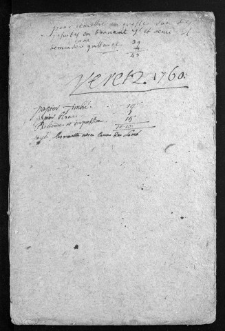 Collection du greffe. Baptêmes, mariages, sépultures, 1760