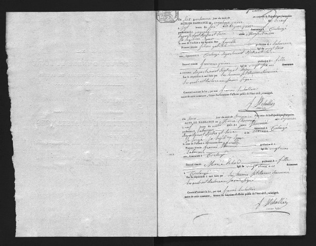 Coulangé. Naissances, mariages, décès, an XI-1831 (date de rattachement à la commune de Villeloin-Coulangé).