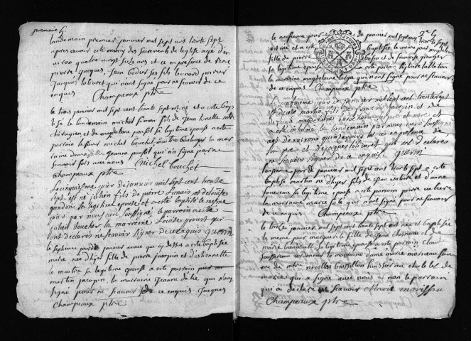 Collection du greffe. Baptêmes, mariages, sépultures, 1737 - L'année 1736 est lacunaire dans cette collection