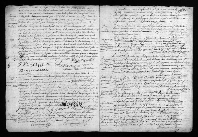 Collection du greffe. Baptêmes, mariages, sépultures, 1755