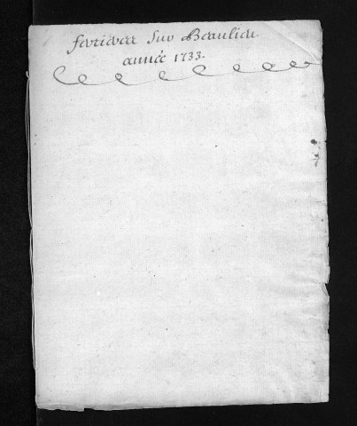 Collection du greffe. Baptêmes, mariages, sépultures, 1733