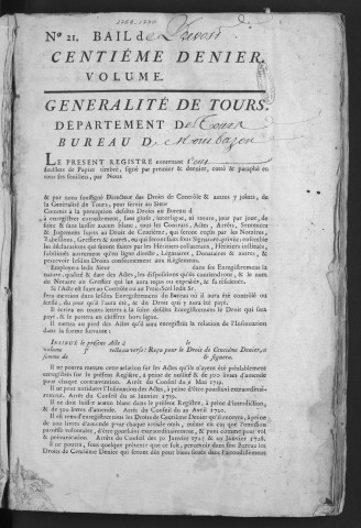 Centième denier et insinuations suivant le tarif (15 novembre 1768-15 septembre 1770)