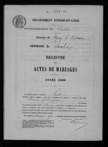Mariages, 1889-1905