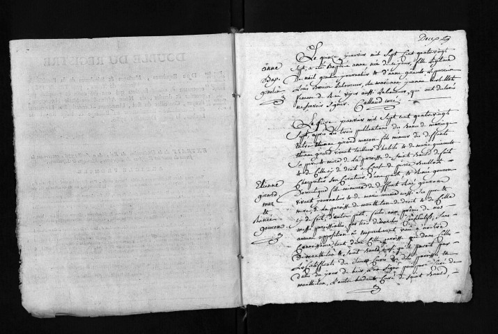 Collection du greffe. Baptêmes, mariages, sépultures, 1787