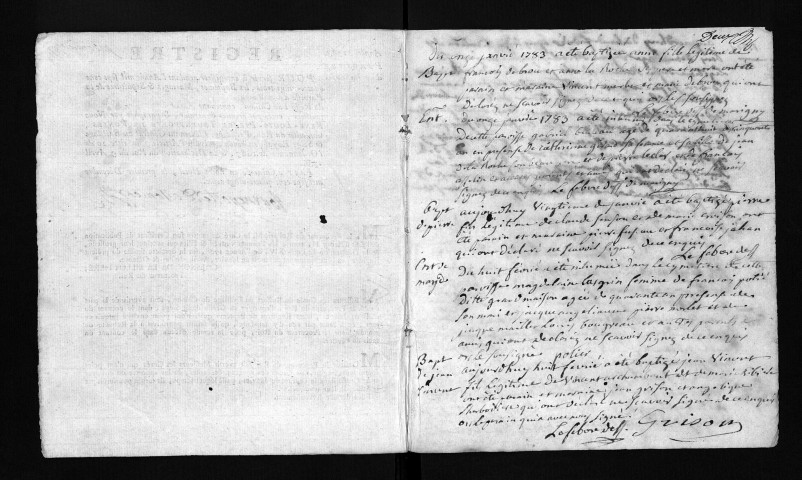 Baptêmes, mariages, sépultures, 1783