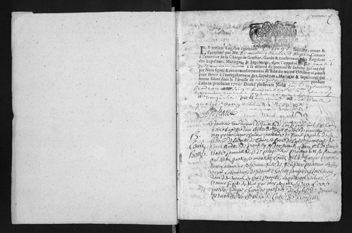 Collection communale. Baptêmes, mariages, sépultures, 1700-1702