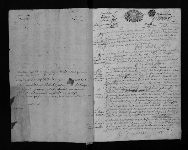 Collection communale. Baptêmes, mariages, sépultures, 1692, octobre 1721-1723 et 1693-1700