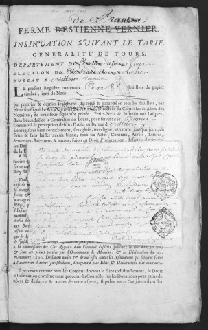 Centième denier et insinuations suivant le tarif (1 janvier 1757-26 octobre 1759)