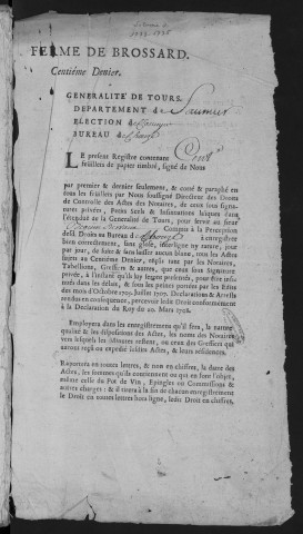 Centième denier et insinuations suivant le tarif (17 février 1733 -10 juin 1735)