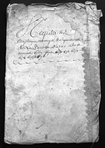 Collection du greffe. Baptêmes, mariages, sépultures, 1669-1676 - pas d'actes antérieurs à 1669 dans la collection communale