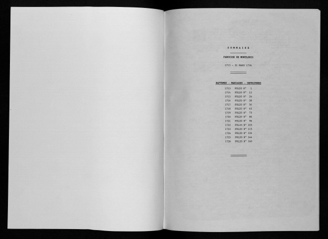 Collection communale. Baptêmes, mariages, sépultures, 1713-1726