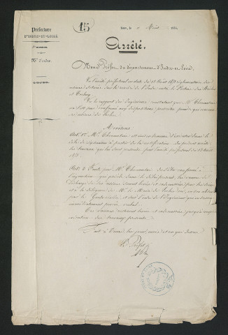 Travaux réglementaires. Mise en demeure d'exécution (11 août 1855)