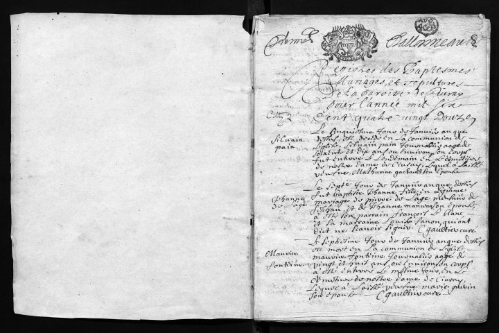 Collection communale. Baptêmes, mariages, sépultures, 1692-1701