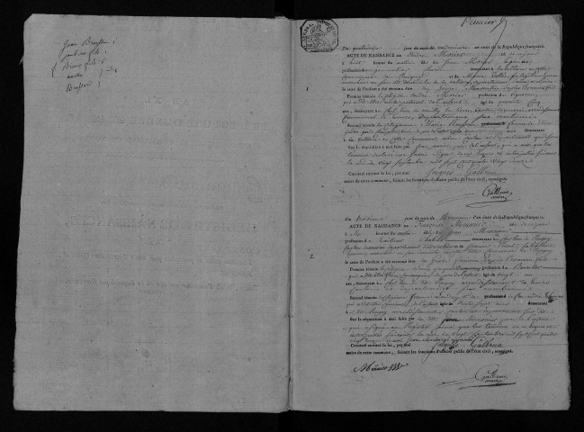 Naissances, mariages, décès, an XI-1816