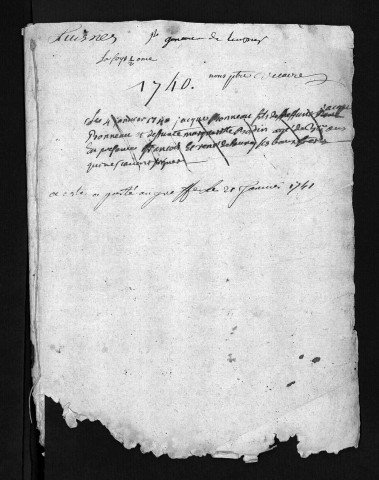 Collection du greffe. Baptêmes, mariages, sépultures, 1740 - L'année 1739 est lacunaire dans cette collection
