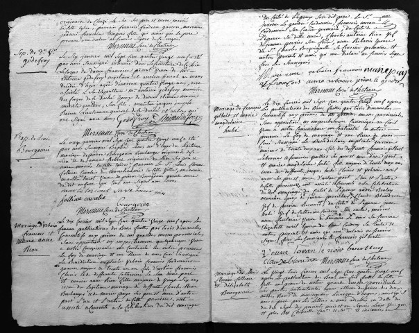 Collection du greffe. Baptêmes, mariages, sépultures, 1789