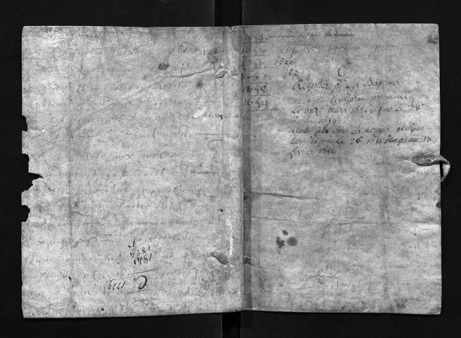 Collection communale. Baptêmes, 1654-1659 ; mariages, sépultures, 1655-1659