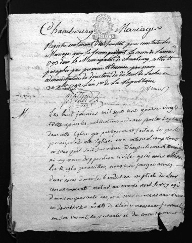 Mariages, 1793-an II