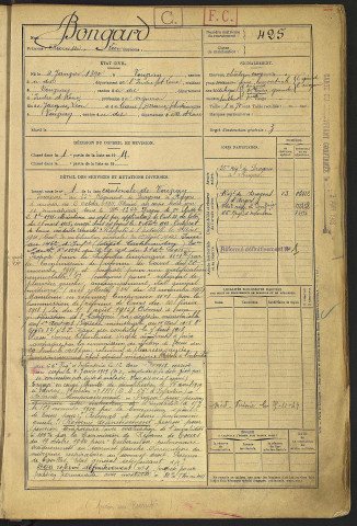 Classe 1910. Matricules n°425-1000