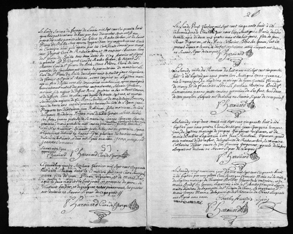 Baptêmes, mariages, sépultures, 1758