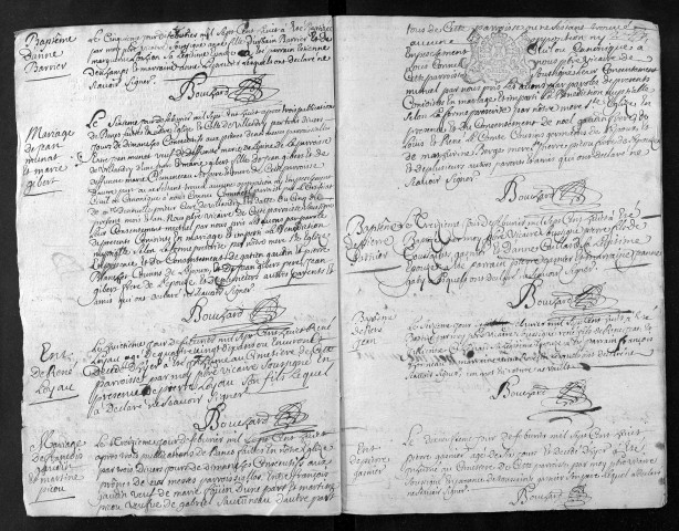 Collection du greffe. Baptêmes, mariages, sépultures, 1708 - Les années 1705-1707 sont lacunaires dans cette collection