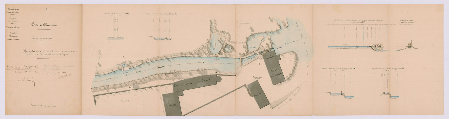 Plan et détails du moulin et de ses abords (5 mai 1860)