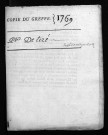 Collection du greffe. Baptêmes, mariages, sépultures, 1769
