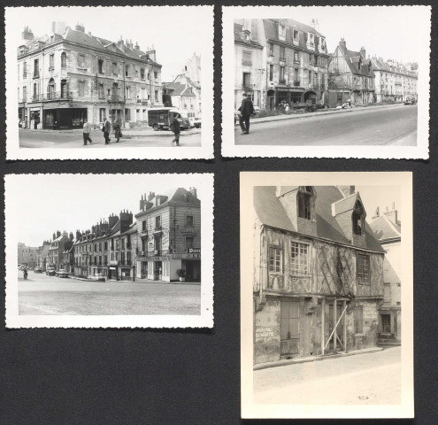 Avant destruction et ravalement : angle rue du Commerce et rue Constantine ; maison dite du Croissant 11 rue Constantine ; rue Constantine.