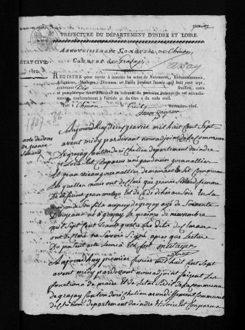 Grazay. Naissances, mariages, décès, 1807-1823 (date de rattachement à la commune d'Assay).