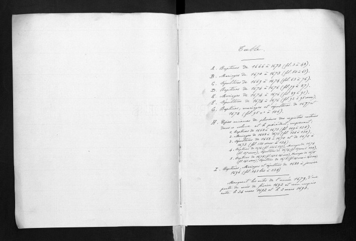 Collection communale. Baptêmes, 1666-1695 ; mariages, 1670-1695 ; sépultures, 1669-1695 (lac. 1679 et 1692-1693)