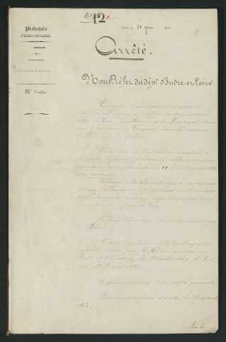 Arrêté préfectoral valant règlement d'eau (10 juin 1852)