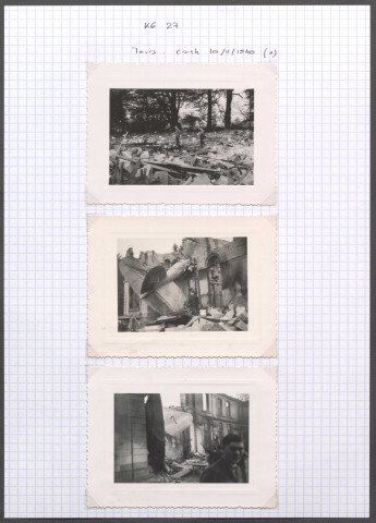 Parçay-Meslay (Indre-et-Loire). Château de Chatenay. Un bombardier allemand est tombé sur un bâtiment où logeaient des officiers de la Luftwaffe.