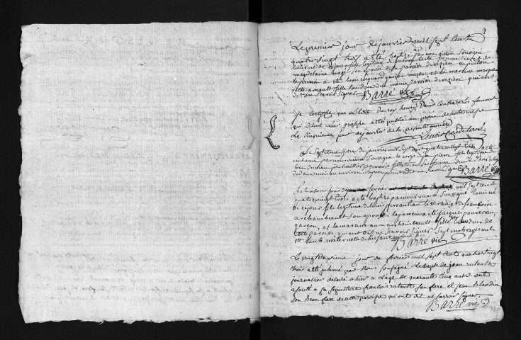 Collection du greffe. Baptêmes, mariages, sépultures, 1783