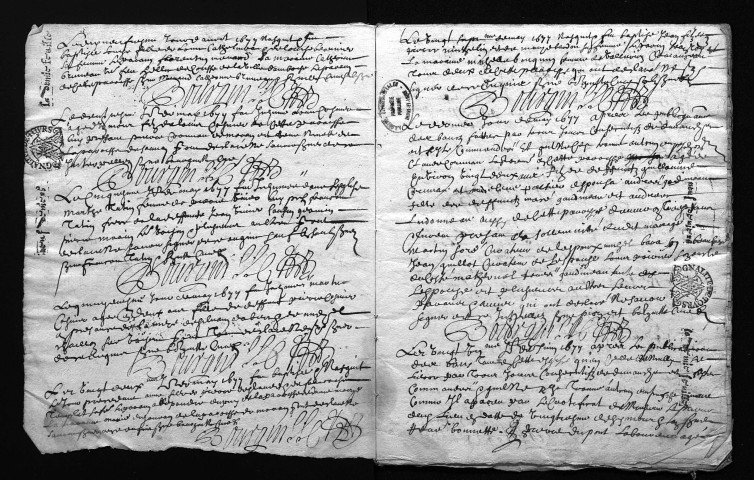 Collection du greffe. Baptêmes, mariages, sépultures, 1677-1679