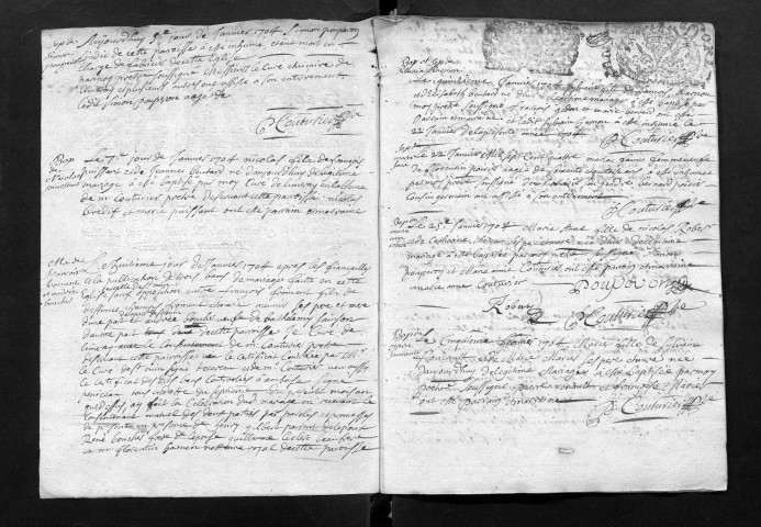 Collection communale. Baptêmes, mariages, sépultures, 1702-février 1705