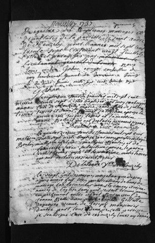 Collection du greffe. Baptêmes, mariages, sépultures, 1737 - Les années 1728-1736 sont lacunaires dans cette collection