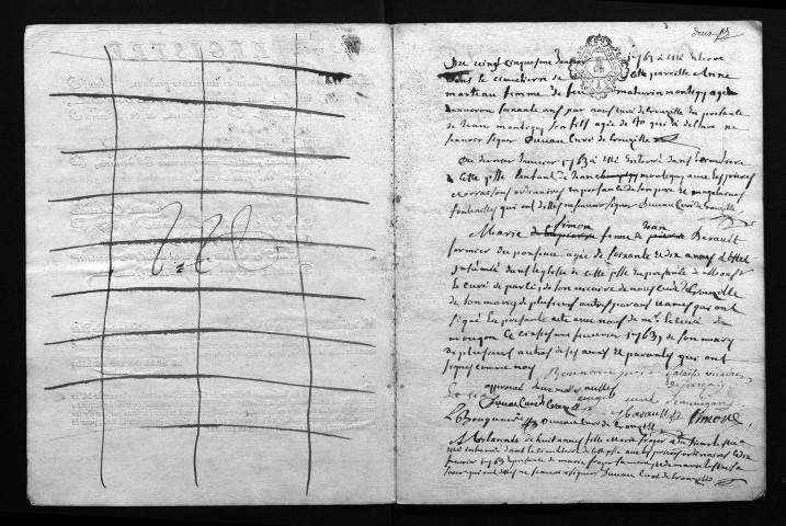 Collection du greffe. Baptêmes, mariages, sépultures, 1763