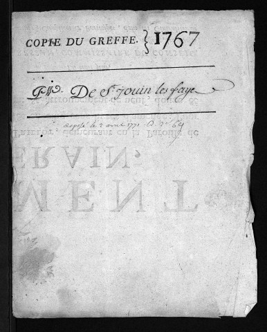 Collection du greffe. Baptêmes, mariages, sépultures, 1767 - Les années 1752-1766 sont lacunaires dans cette collection